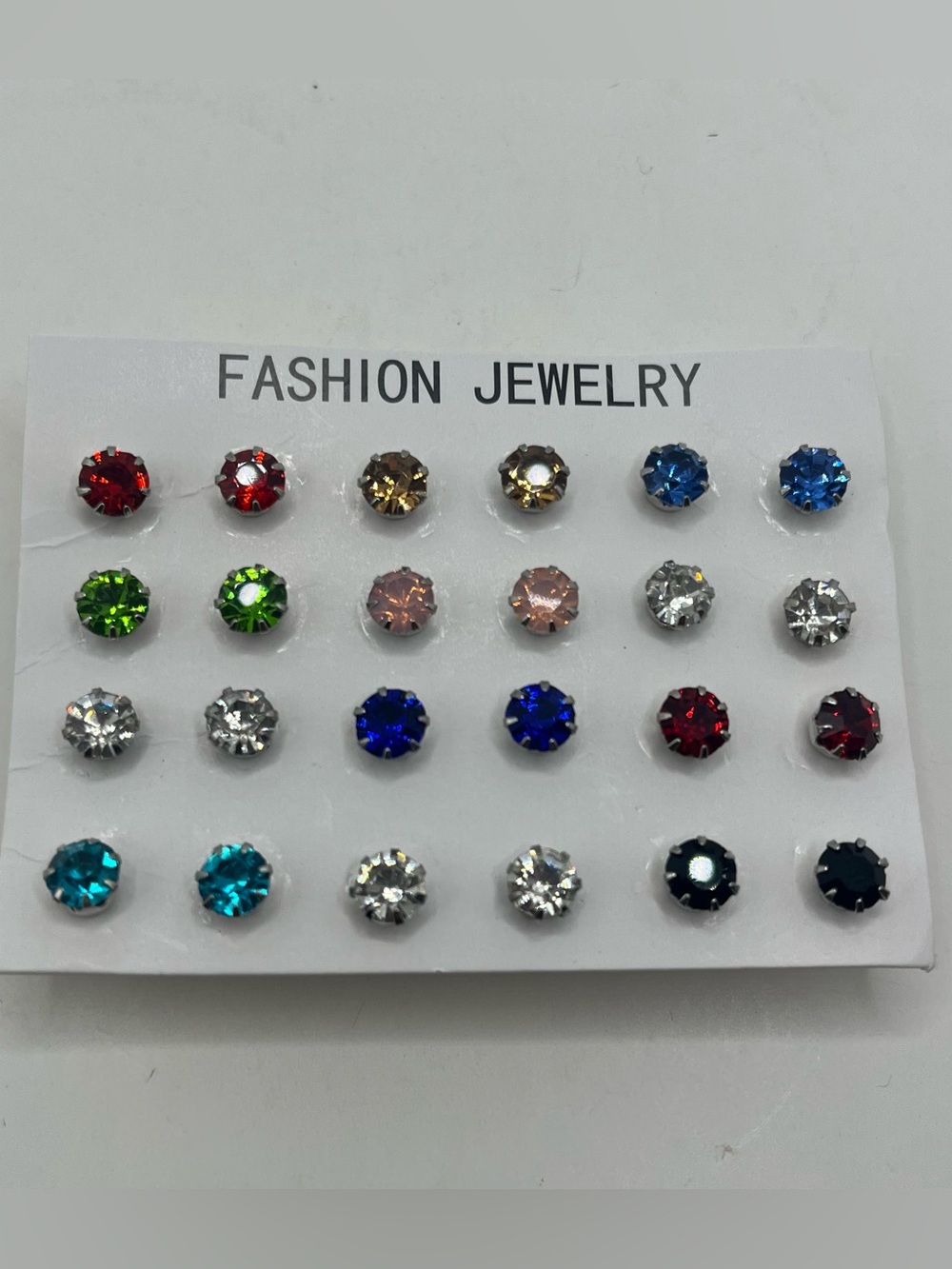 Fashion Jewelry Assorted Multicolor Crystal Stud Earring Set